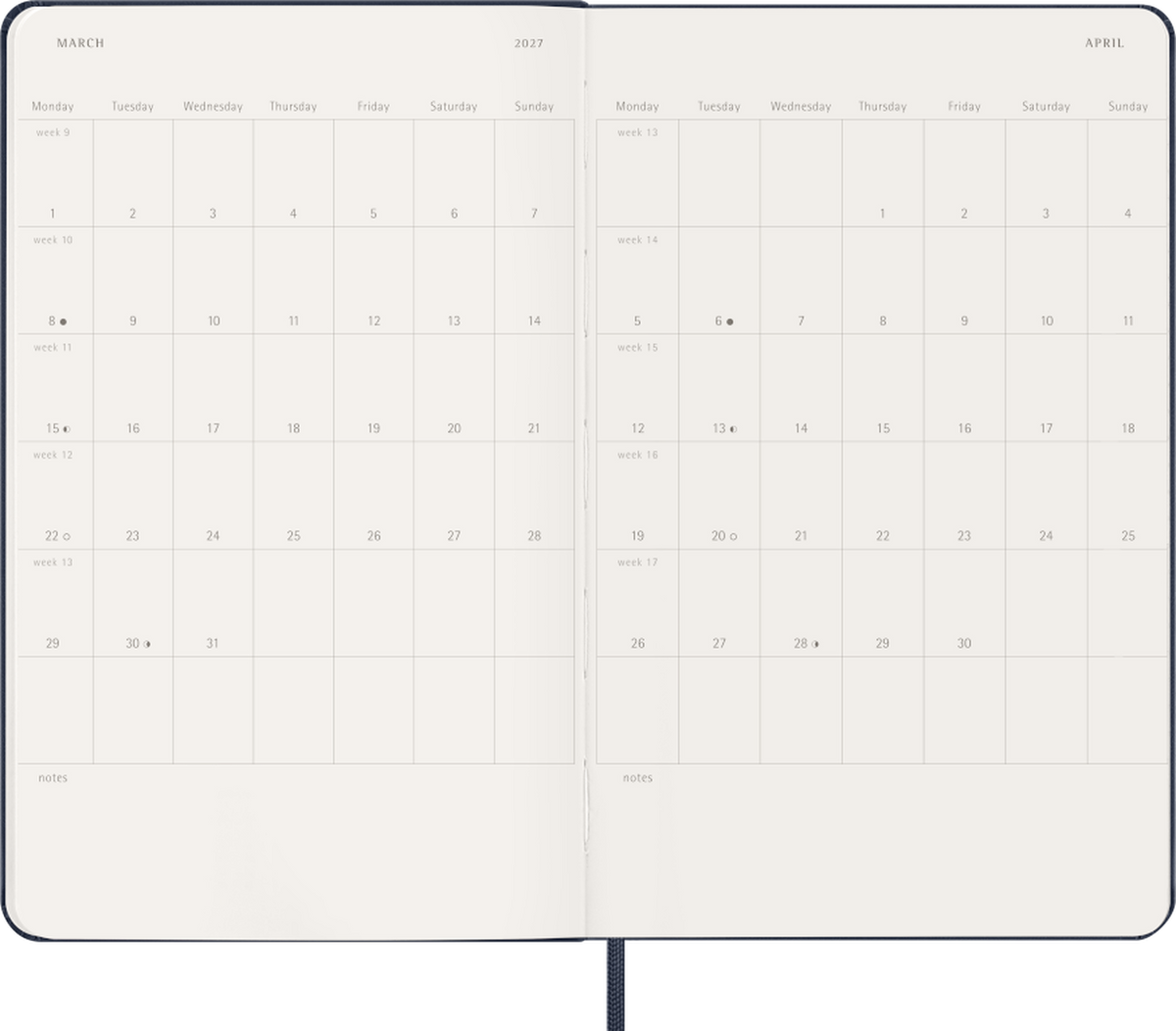 Moleskine Agenda Settimanale 2027 12 Mesi Large Copertina Rigida Sapphire Blue