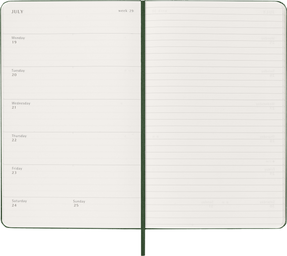Moleskine Agenda Settimanale 2027 12 Mesi Large Copertina Rigida Myrtle Green