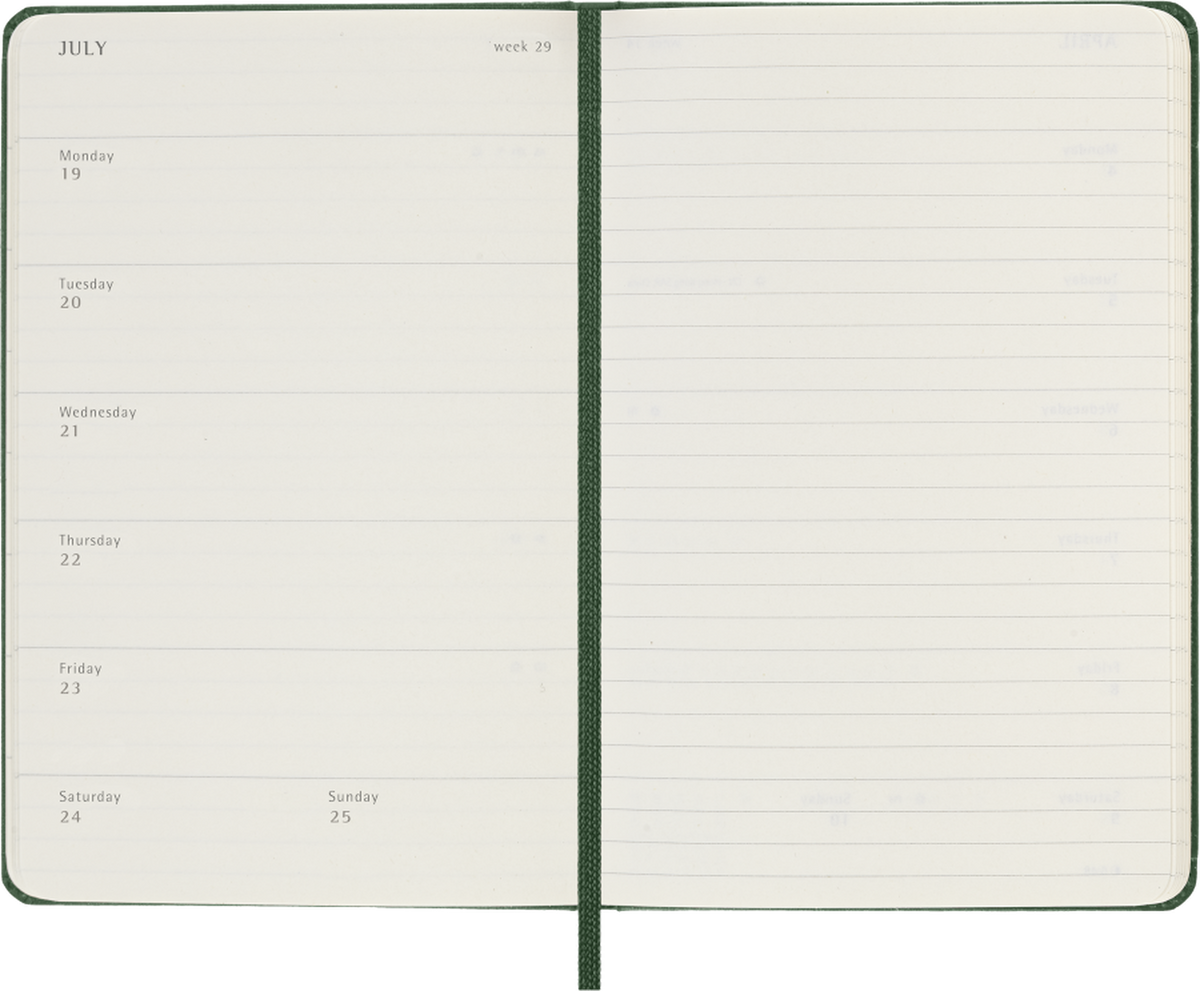Moleskine Agenda Settimanale 2027 12 Mesi Pocket Copertina Rigida Myrtle Green