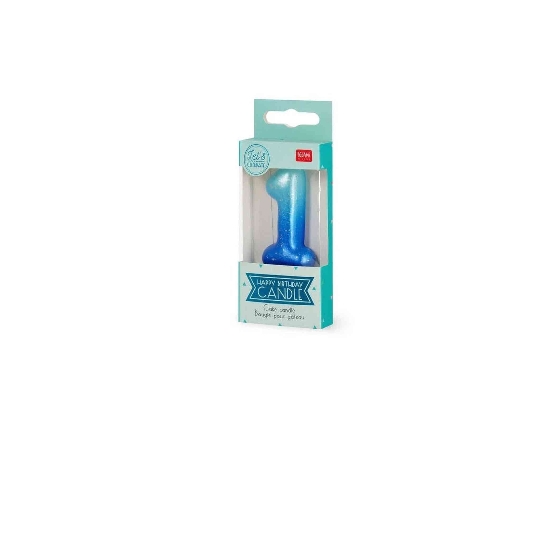 Happy Birthday Candle - 1 - Blue