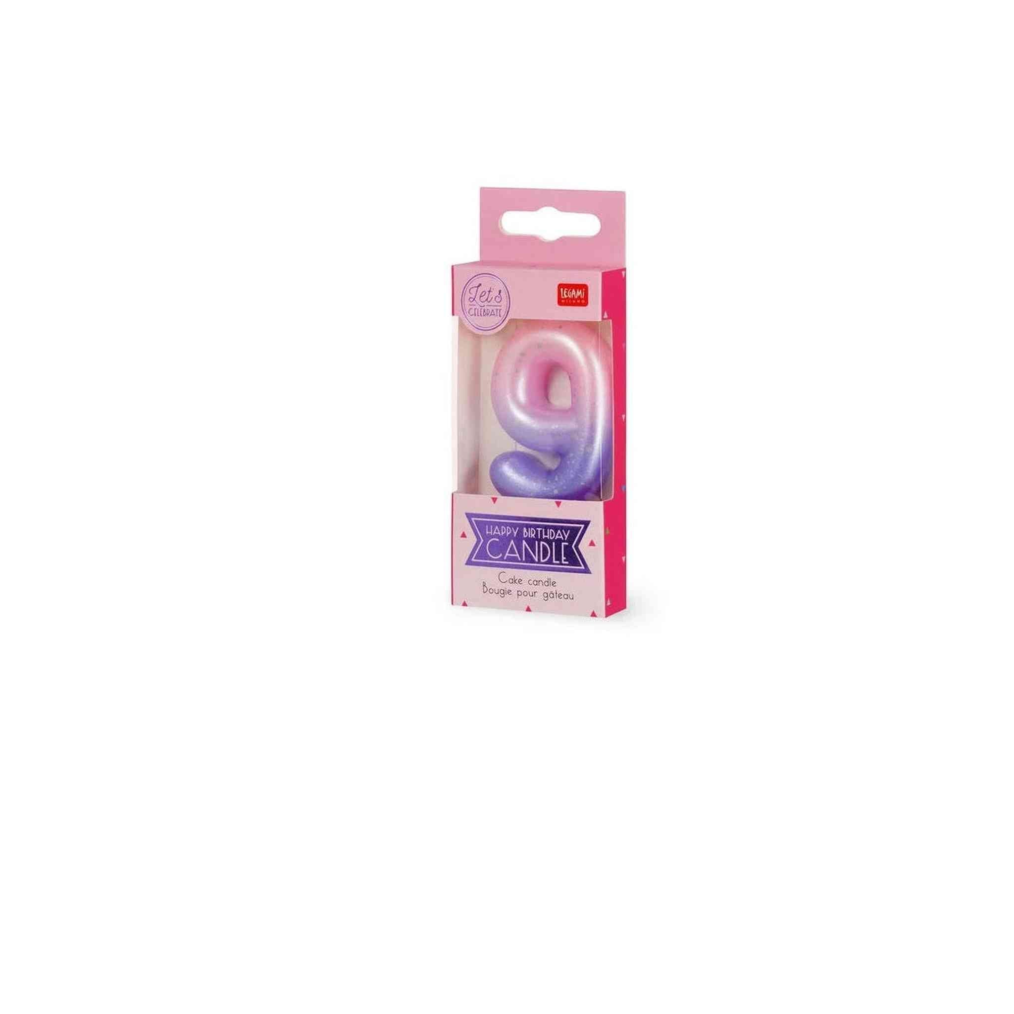 Happy Birthday Candle - 9 - Pink