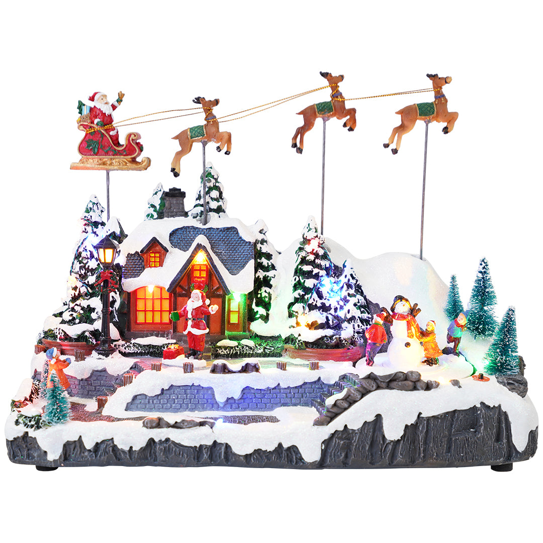 House flying deer snowman animatedMulticolor-Adapter-LED-