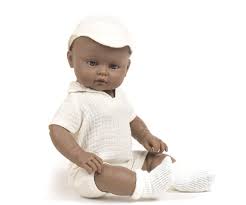 MINIKANE - Augustin – Bambolotto 47 cm con Tutina in Doppia Garza Beige