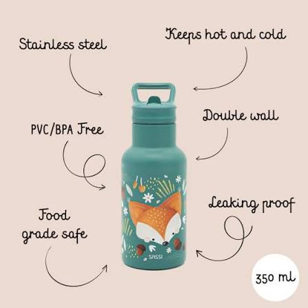 SASSI JUNIOR Borraccia Termica 350 ml - Volpe Crunchy