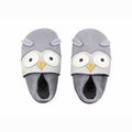 Bobux Soft Sole Hootie Gull Grey – Babbucce in pelle con civetta