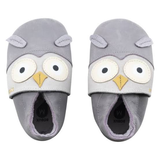 Bobux Soft Sole Hootie Grey Gull – Babbucce in pelle taglia S