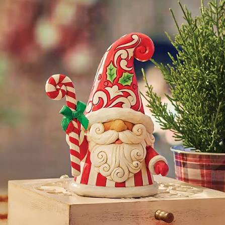 JIM SHORE GNOME WITH LARGE CANDY CANE