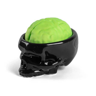 SELETTI - Porta Saponetta in porcellana nero+Saponetta verde "BRAINWASH"