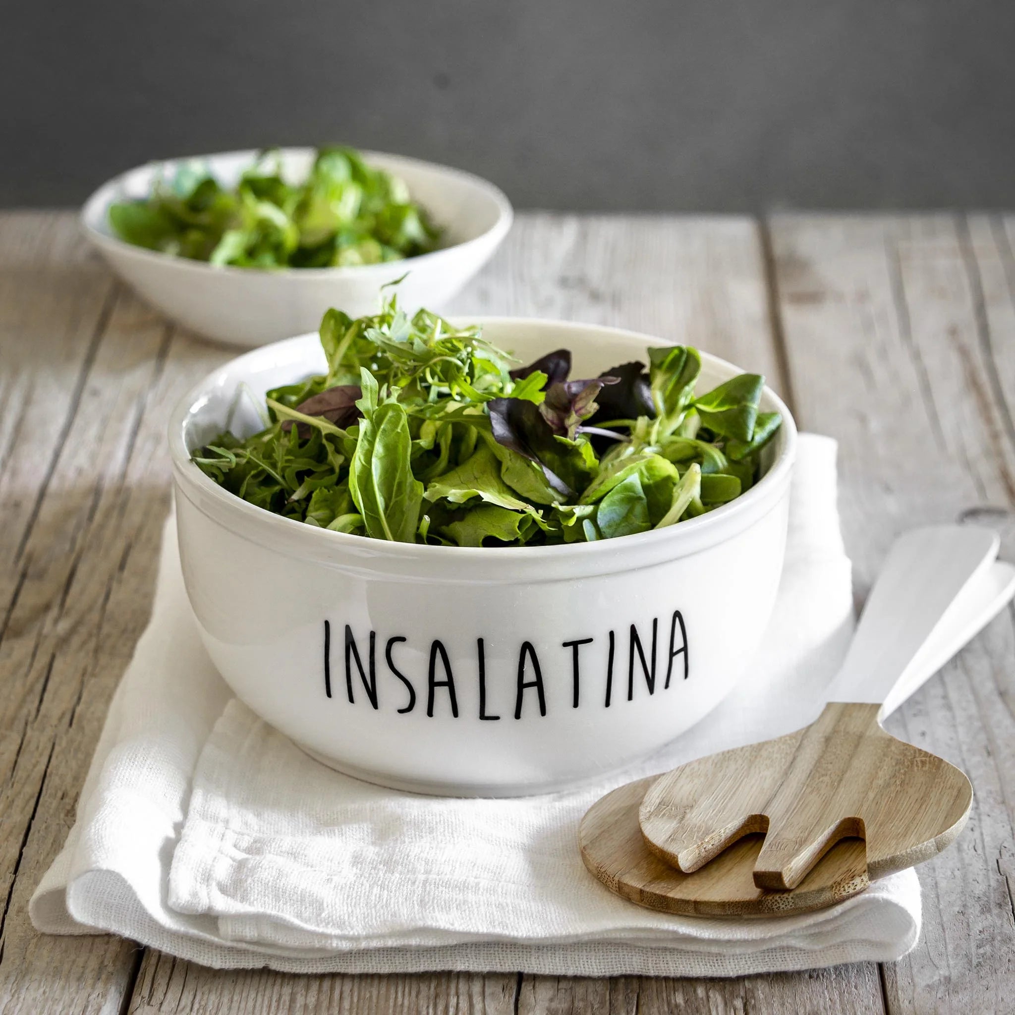 SIMPLE DAY - Insalatiera in Gres Porcellanato – Decoro "Insalatina" Ø20 x h9,5 cm
