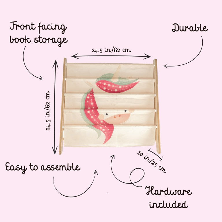 SASSI EDITORE - Libreria Montessoriana in legno Sparkly l'Unicorno - 3+ anni
