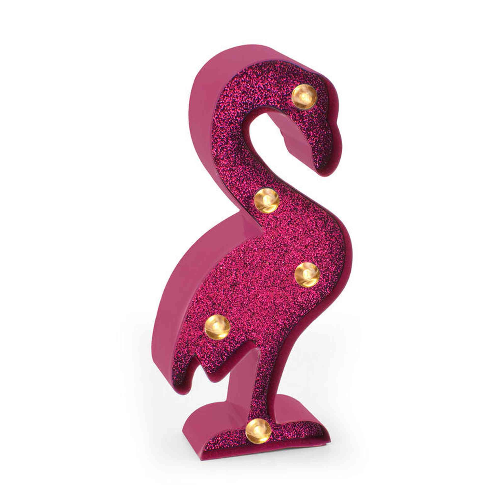 MINI LUCE DECORATIVA - FENICOTTERO CON GLITTER