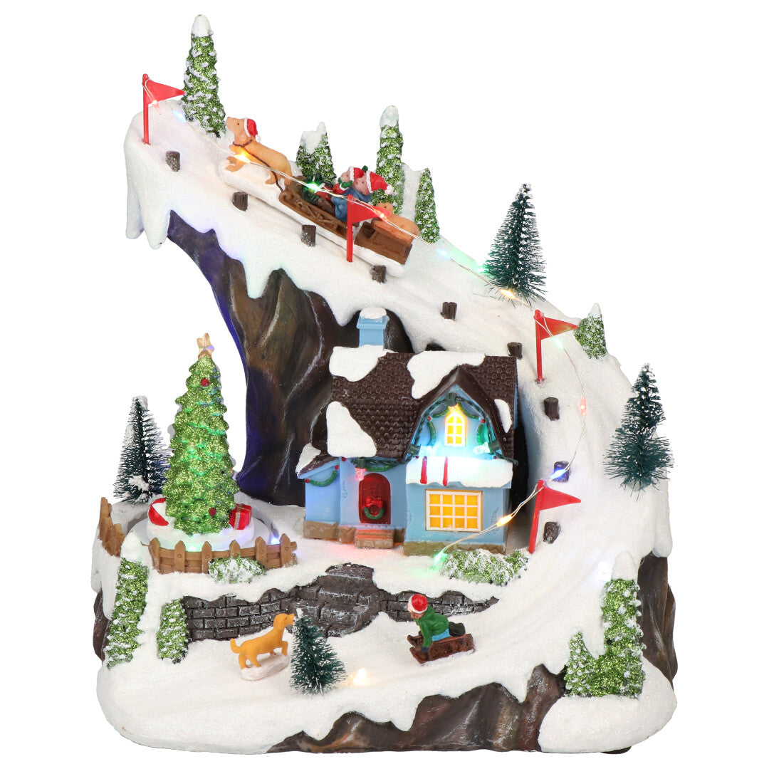 Mountain animated 3 ass Multicolor-B/O-LED-23,5x15,5x27,5cm
