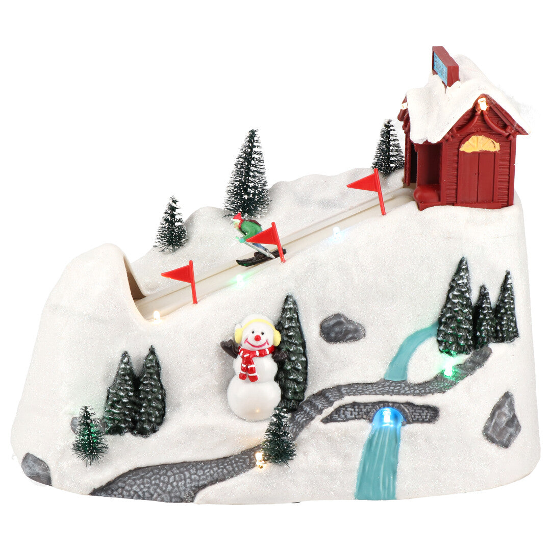 Mountain skining animatedMulticolor-B/O-LED-39x15,5x21,5cm