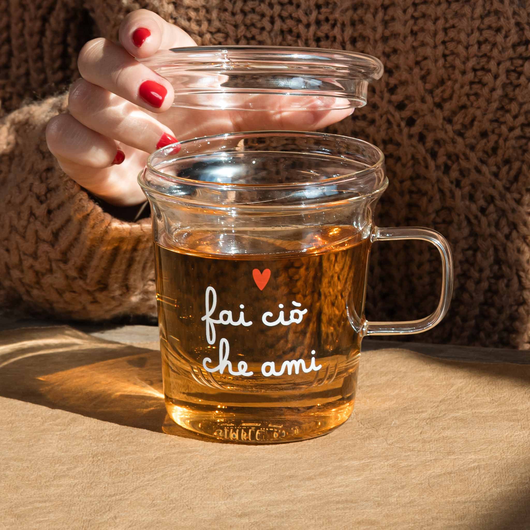 SIMPLE DAY - Mug con Infusore in vetro borosilicato Fai ciò che ami