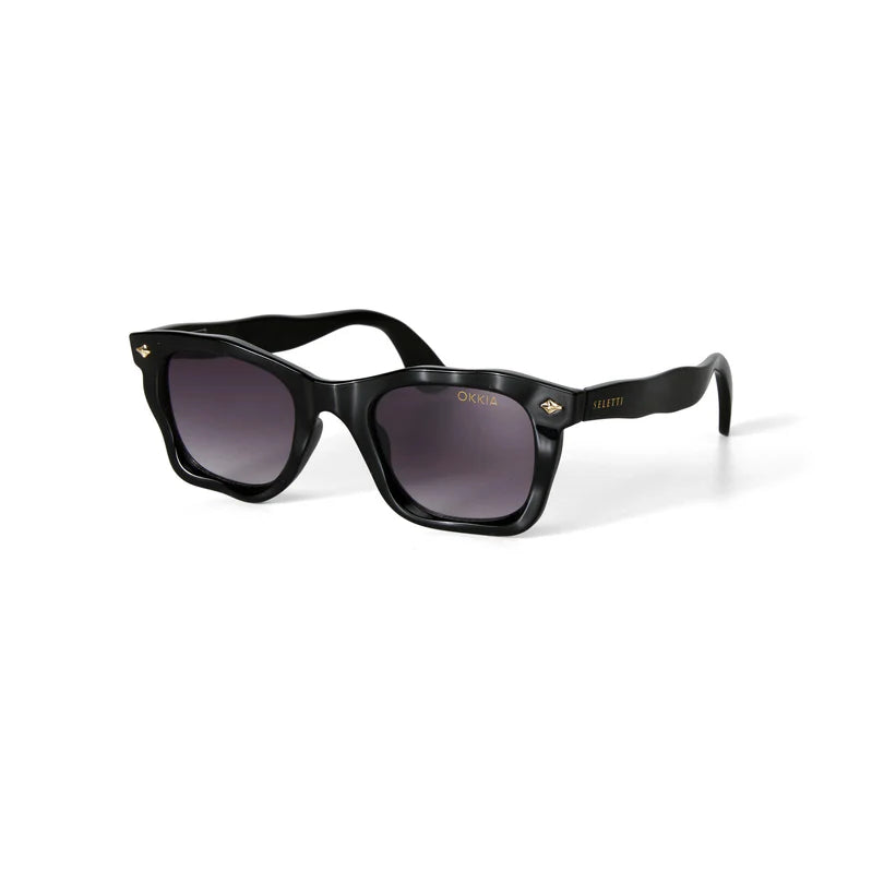 SELETTI X OKKIA - Occhiali da sole Dakota - Montatura nera - Lenti sfumate nere - Finitura lucida