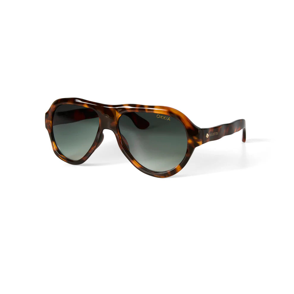 SELETTI X OKKIA - Occhiali da sole Florida - Montatura Havana classica - Lenti sfumate verdi - Finitura lucida
