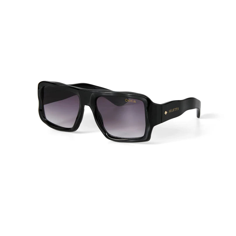 SELETTI X OKKIA - Occhiali da sole Kansas - Montatura nera - Lenti nere sfumate - Finitura lucida