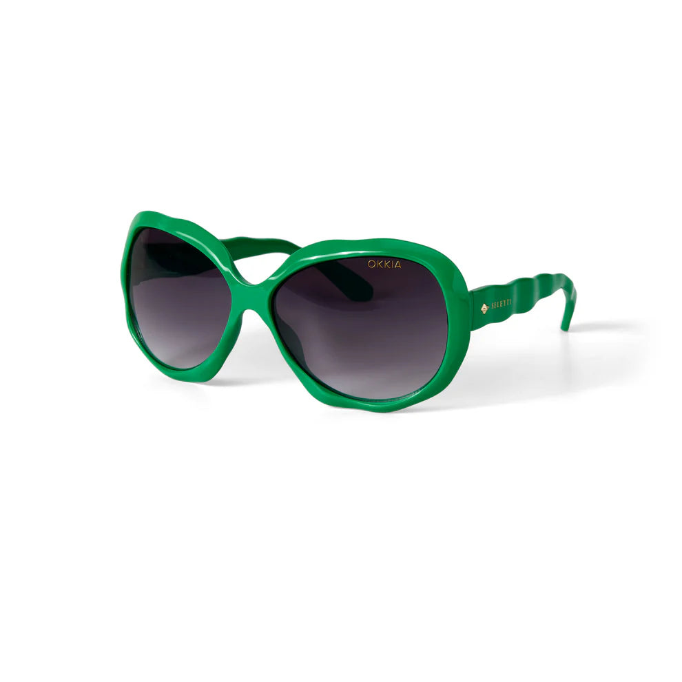 SELETTIXOKKIA - Occhiali da sole California - Montatura verde - Lenti sfumate nere - Finitura lucida