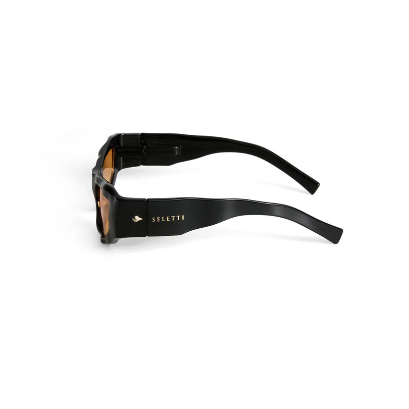 SELETTI X OKKIA - Occhiali da sole Kansas - Montatura nera - Lenti sfumate gialle - Finitura lucida