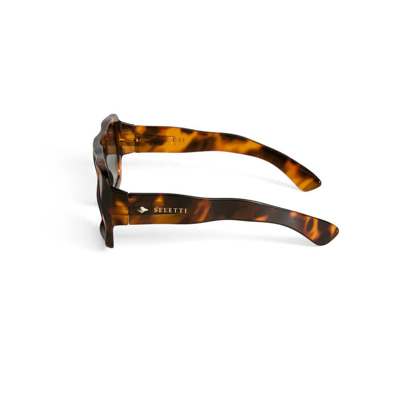 SELETTI X OKKIA - Occhiali da sole Kansas - Montatura Havana classica - Lenti sfumate verdi - Finitura lucida
