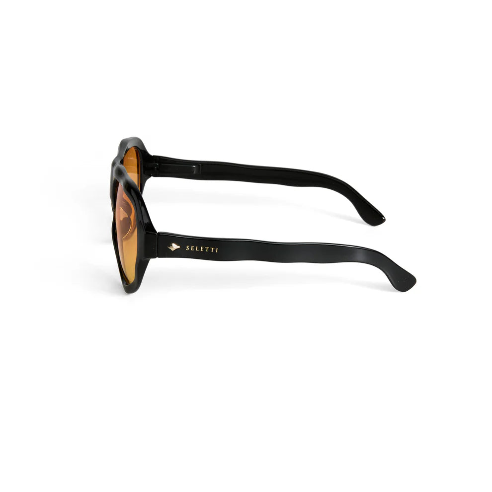 SELETTI X OKKIA - Occhiali da sole Florida - Montatura nera - Lenti sfumate gialle - Finitura lucida