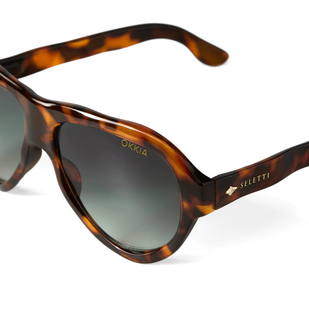 SELETTI X OKKIA - Occhiali da sole Florida - Montatura Havana classica - Lenti sfumate verdi - Finitura lucida