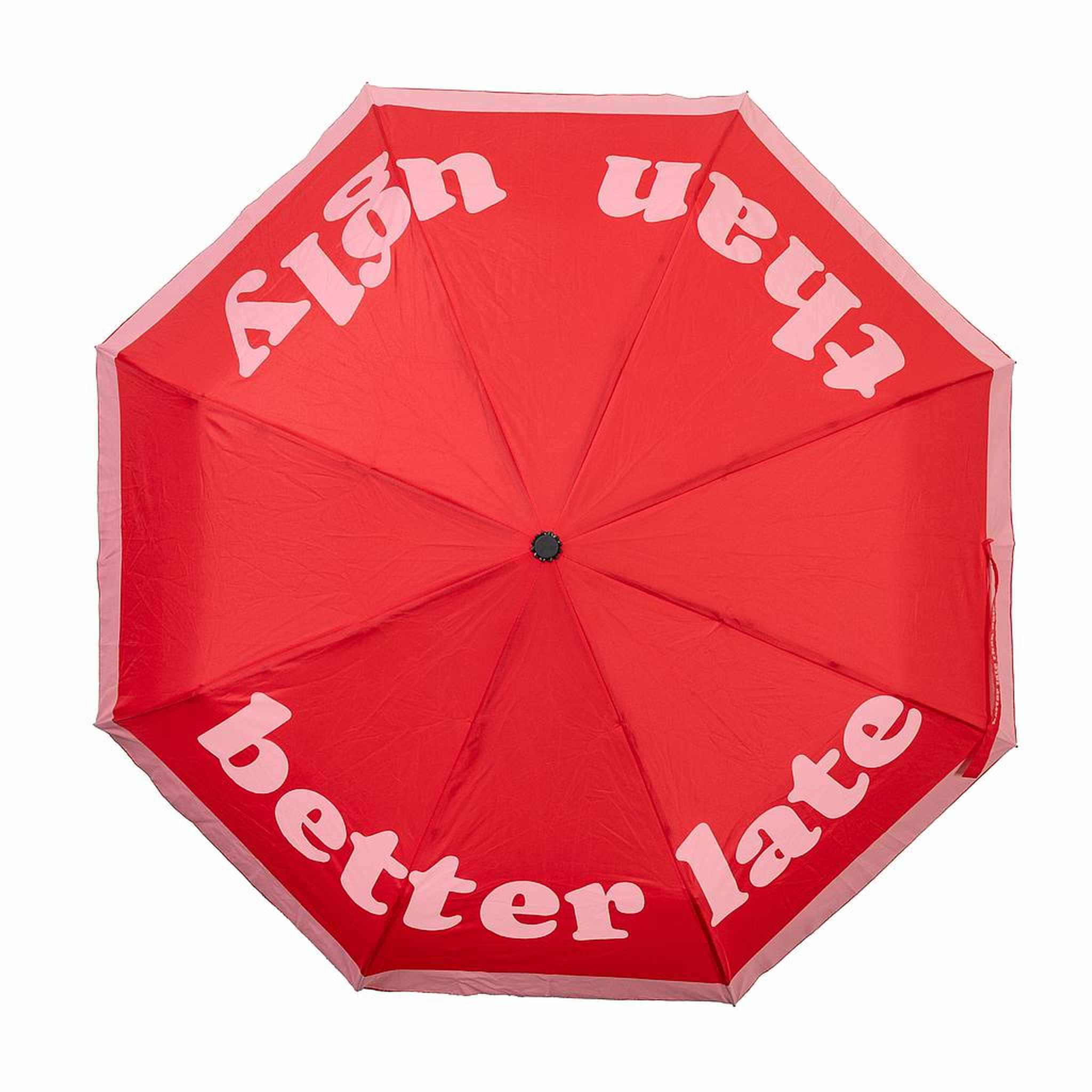 Ombrello pieghevole "Better late than ugly" rosso