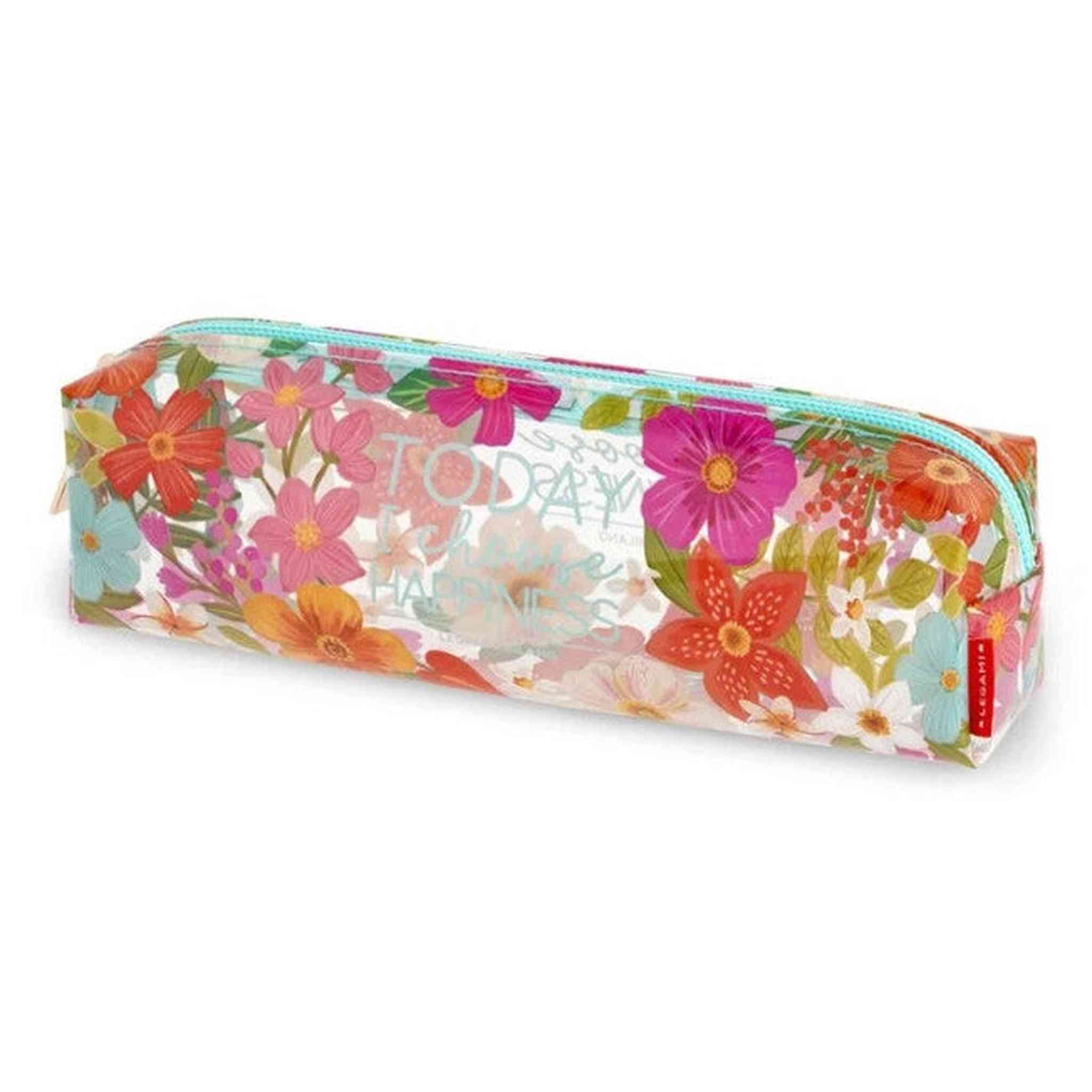 Pencil Case-ASTUCCIO TRASPARENTE FLOWERS