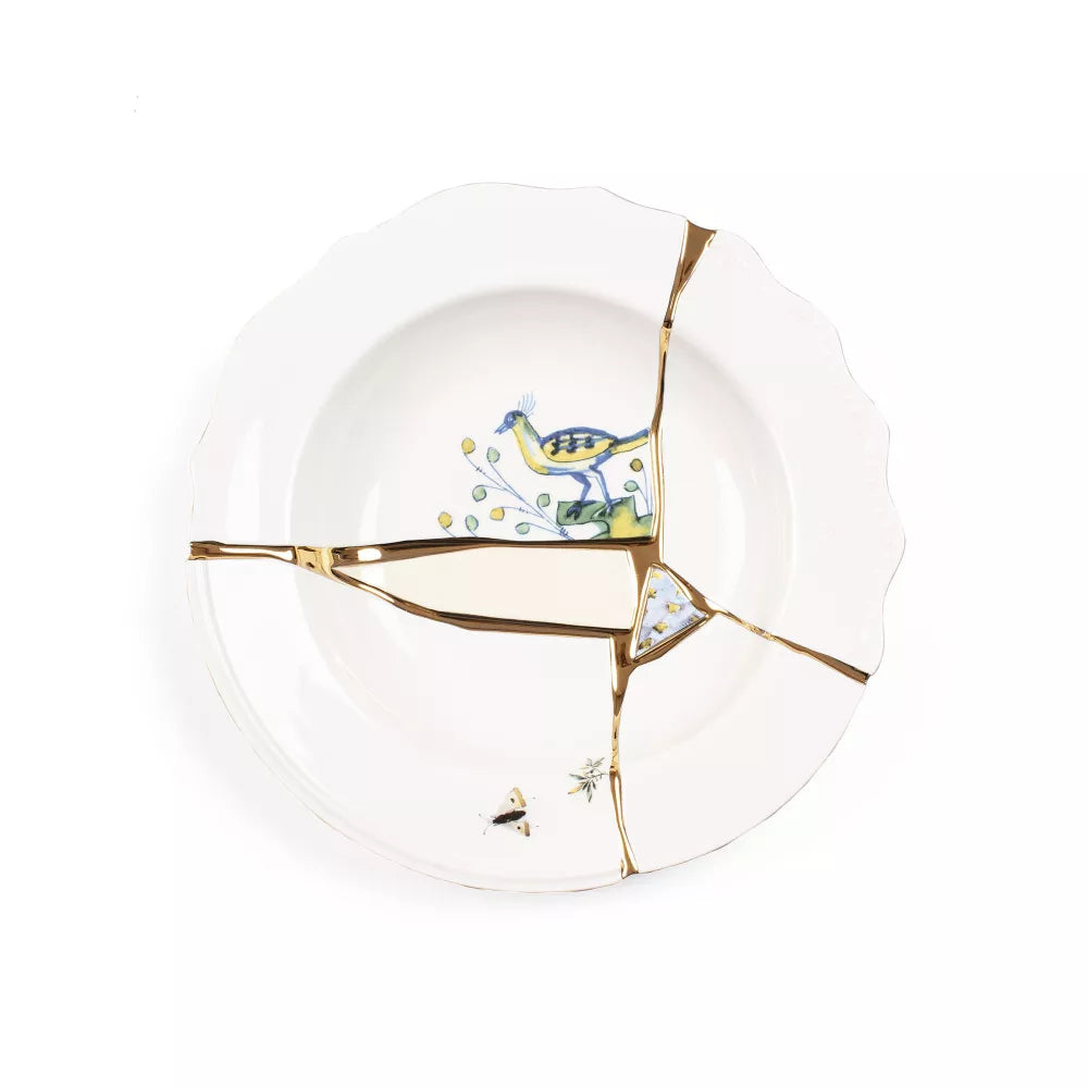 SELETTI PIATTO FONDO IN PORCELLANA Cm.22 h.4 "KINTSUGI-n'1"