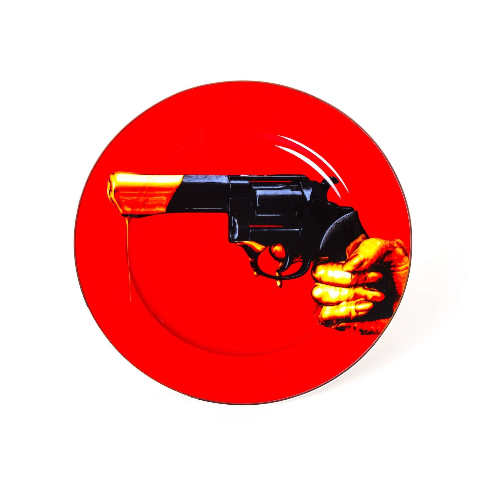 PIATTO IN PORCELLANA "TOILETPAPER"  CM.27 LIPSTICK REVOLVER