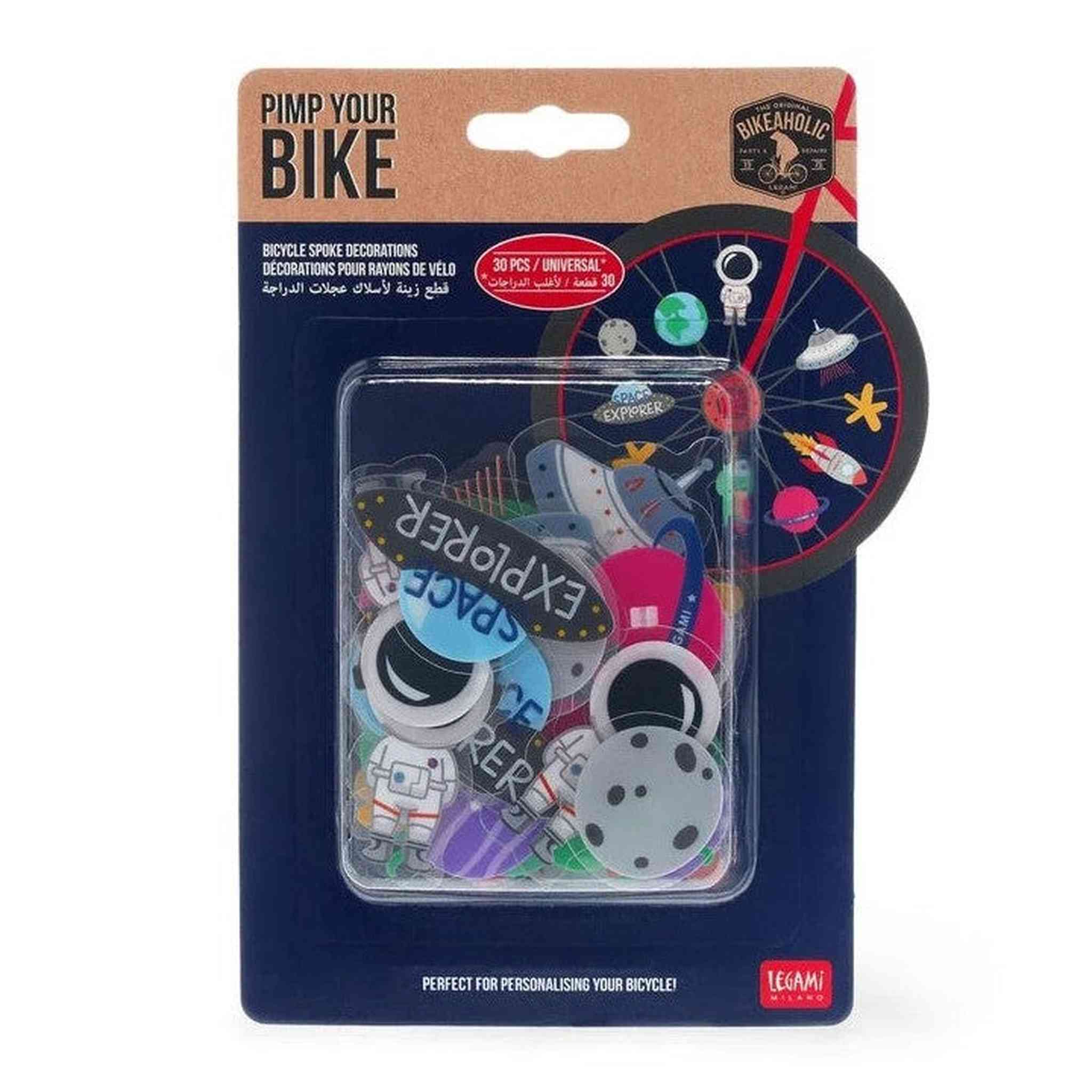 Pimp your Bike! Set 30 Decorazioni per Raggi Bicicletta - Space