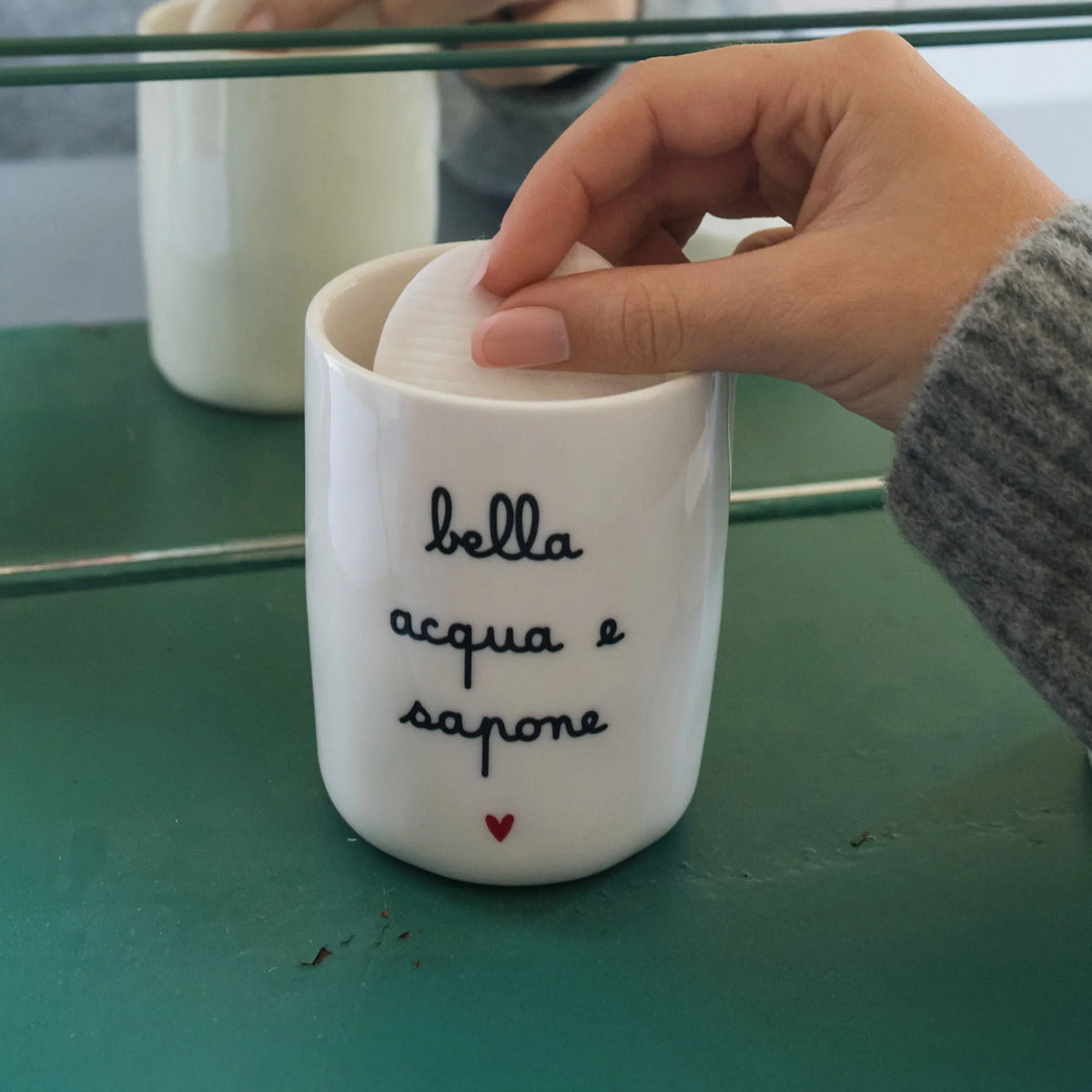 Simple Day Portacotone in gres Bella acqua e sapone