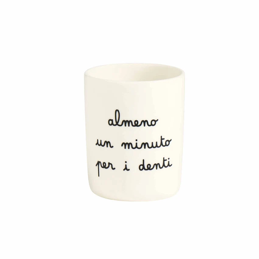 SIMPLE DAY Portaspazzolino in Gres "Almeno un minuto" | Design Italiano