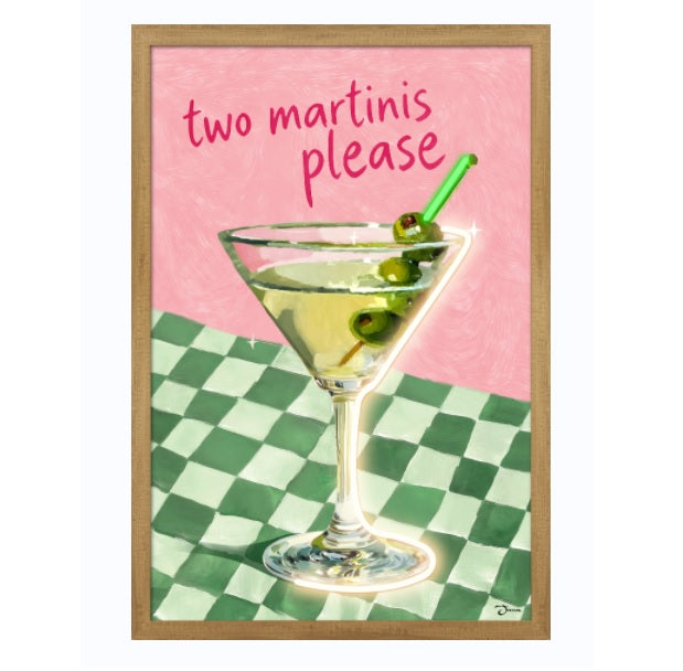 Palais Royal – Quadro LED Two Martinis, Cocktail Art, 40x60 cm