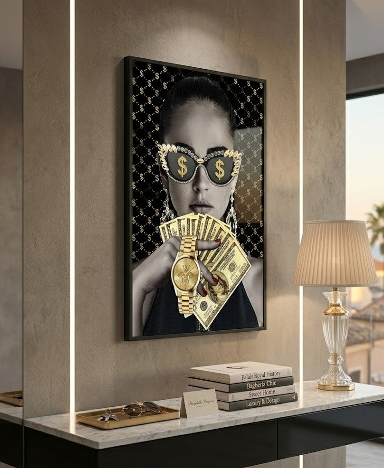 Palais Royal – Quadro in Vetro Money, Cristalli, 80x120 cm