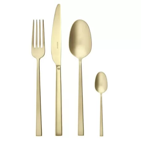 Sambonét Servizio 24 POSATE Monoblocco Rock Antique Pvd Champagne