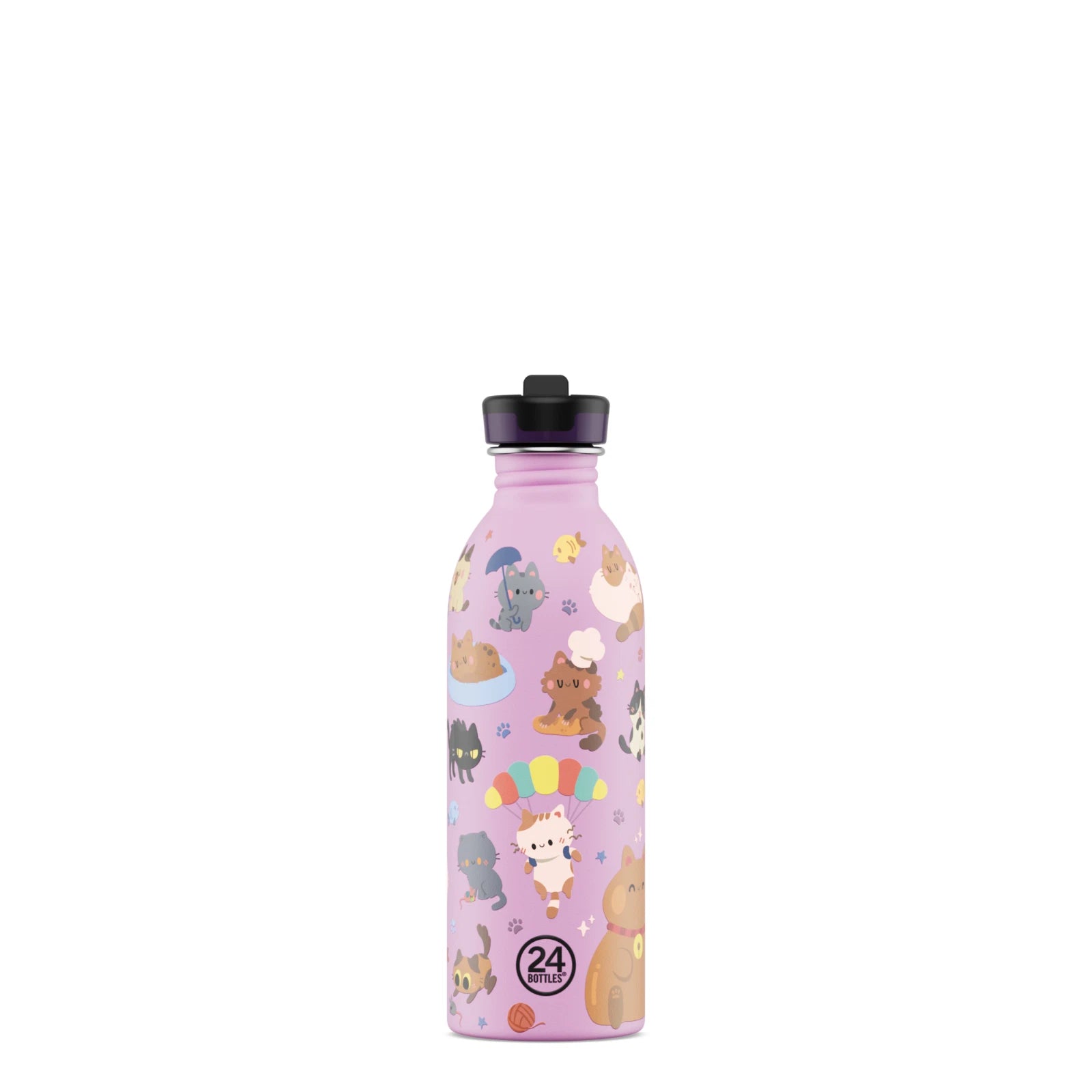 24Bottles Urban Bottle 500 Meow Friends – Borraccia per Bambini con Cannuccia