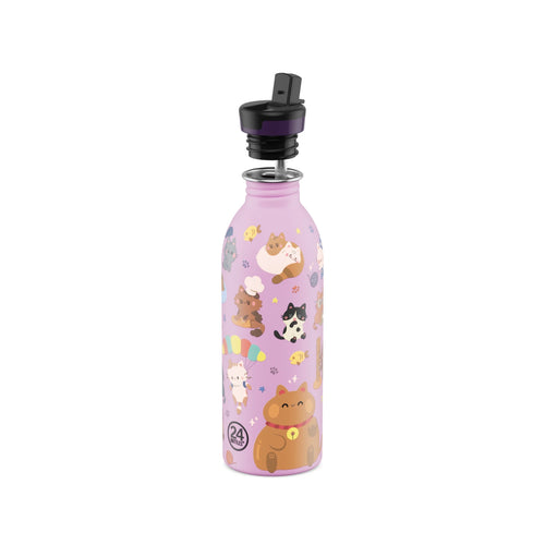 24Bottles Urban Bottle 500 Meow Friends – Borraccia per Bambini con Cannuccia