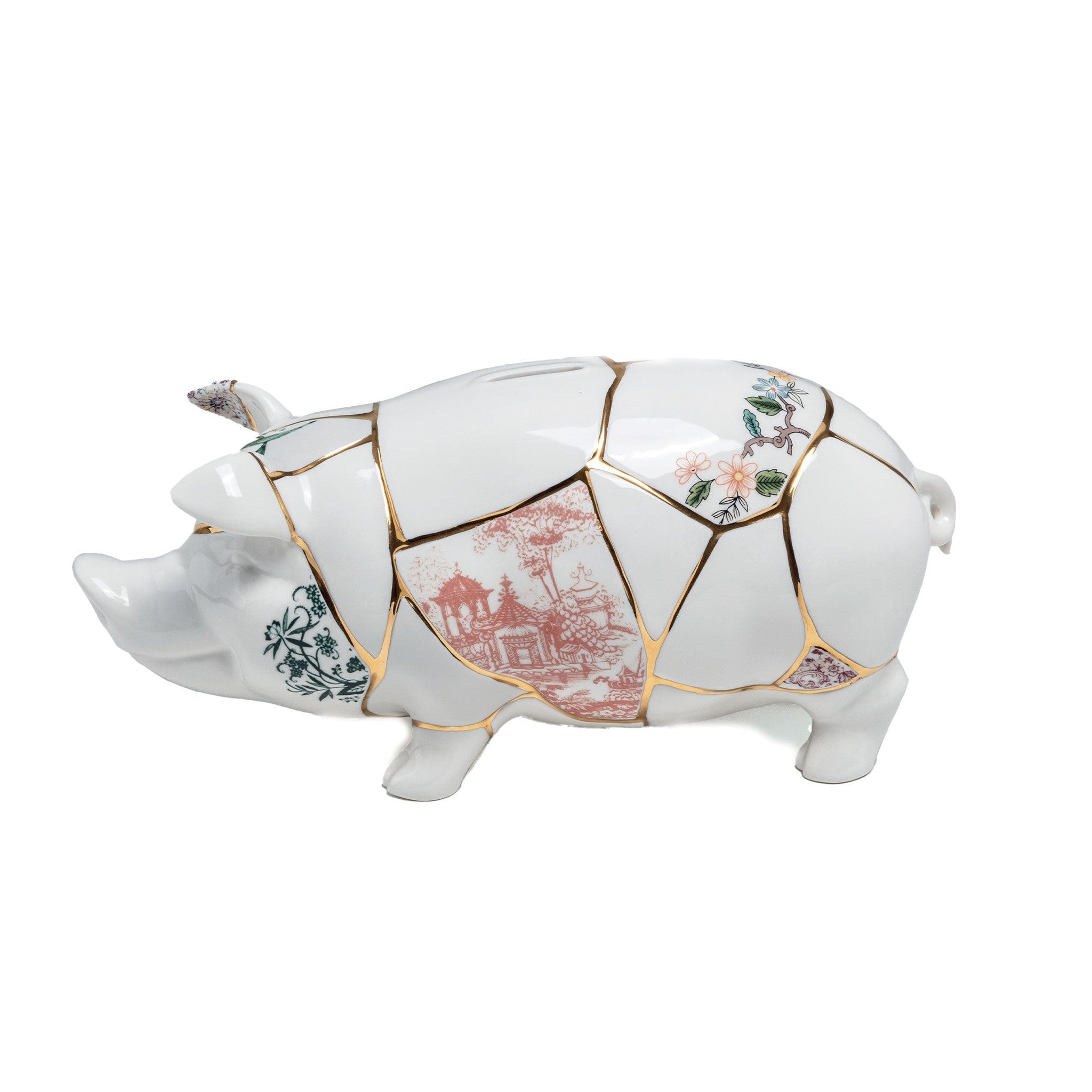 SALVADANAIO IN PORCELLANA "KINTSUGI PIGGY BANK" - Cm 31.5 13 H. 14.5