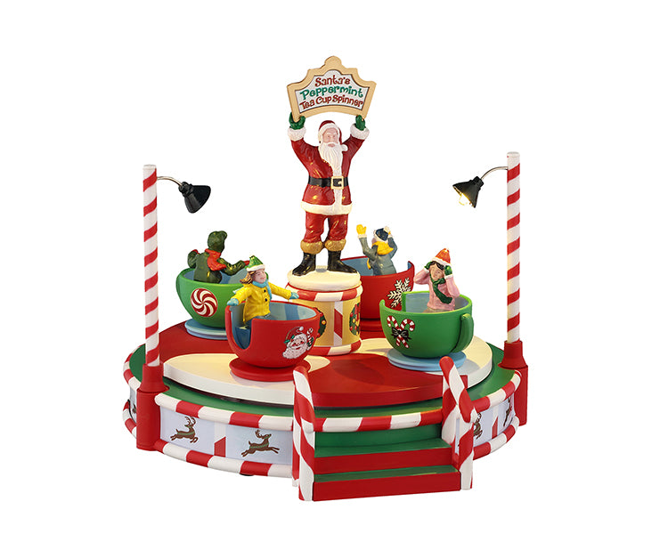 SANTA'S PEPPERMINT TEACUP SPINNER, B/O (4.5V) 54446-AA