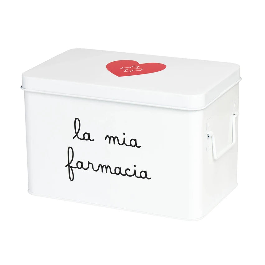 SIMPLE DAY Scatola Portamedicinali in Acciaio Verniciato "La mia farmacia" 32x19x20 cm | Bianca