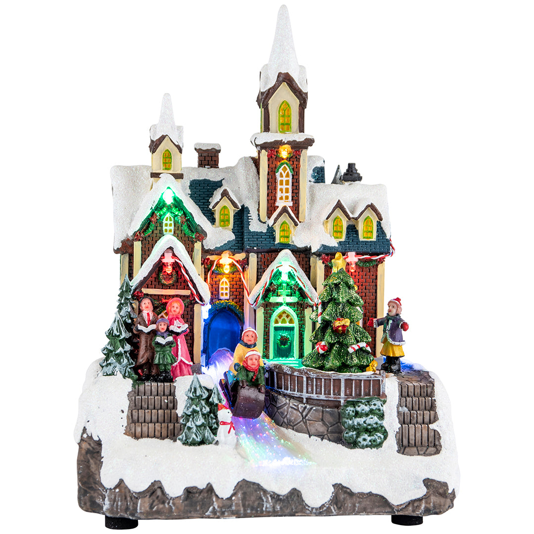 Scene church river animatedMulticolor-B/O-LED-19x18x24,5cm