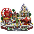 Scene with carousel, ferris and skaters animatedMulticolor-Adapter-LED-