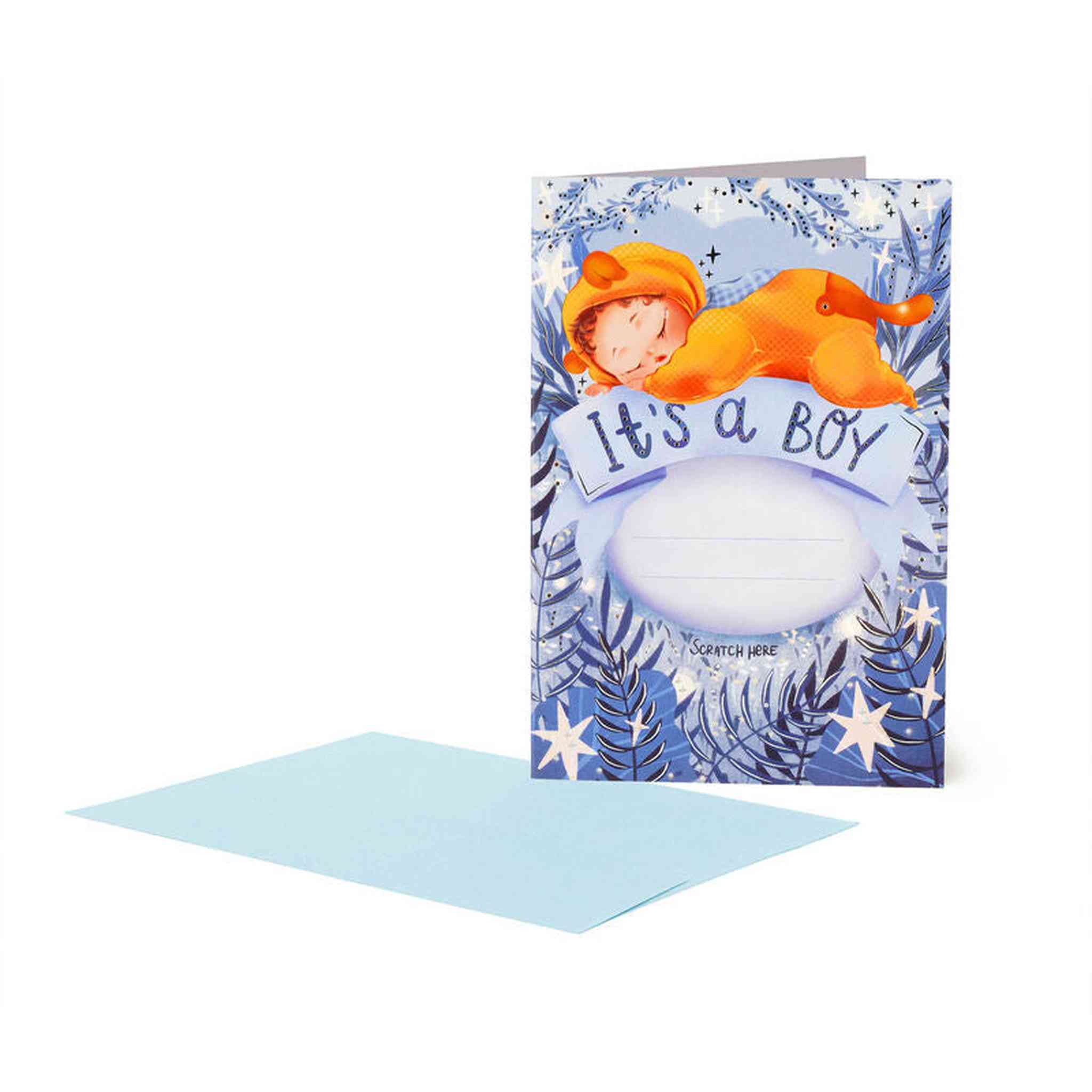 SCRATCH TO REVEAL GREETING CARD - IT'S A BOY