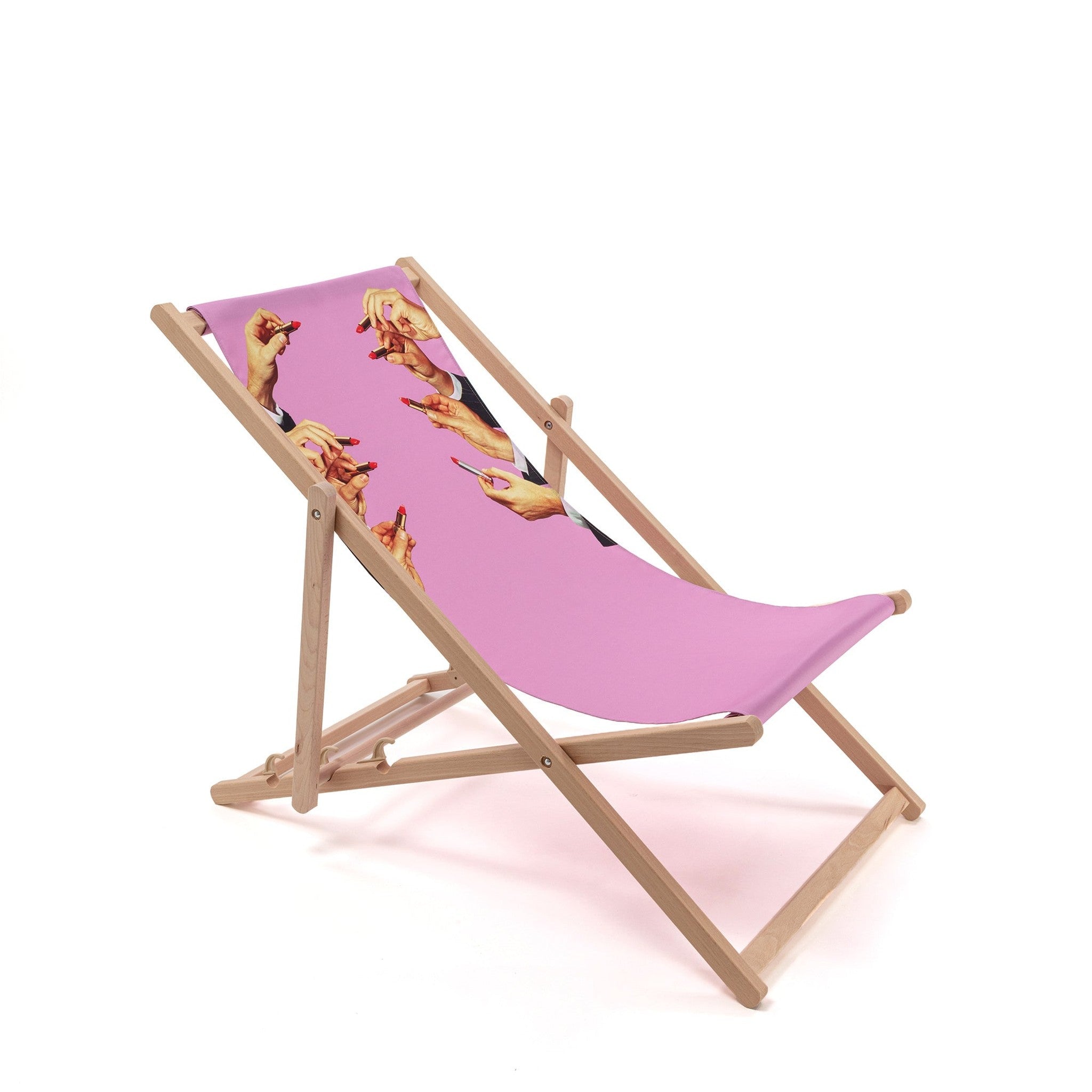 SDRAIO PIEGHEVOLE IN LEGNO/POLIESTERE "TOILETPAPER" - LIPSTICKS PINK