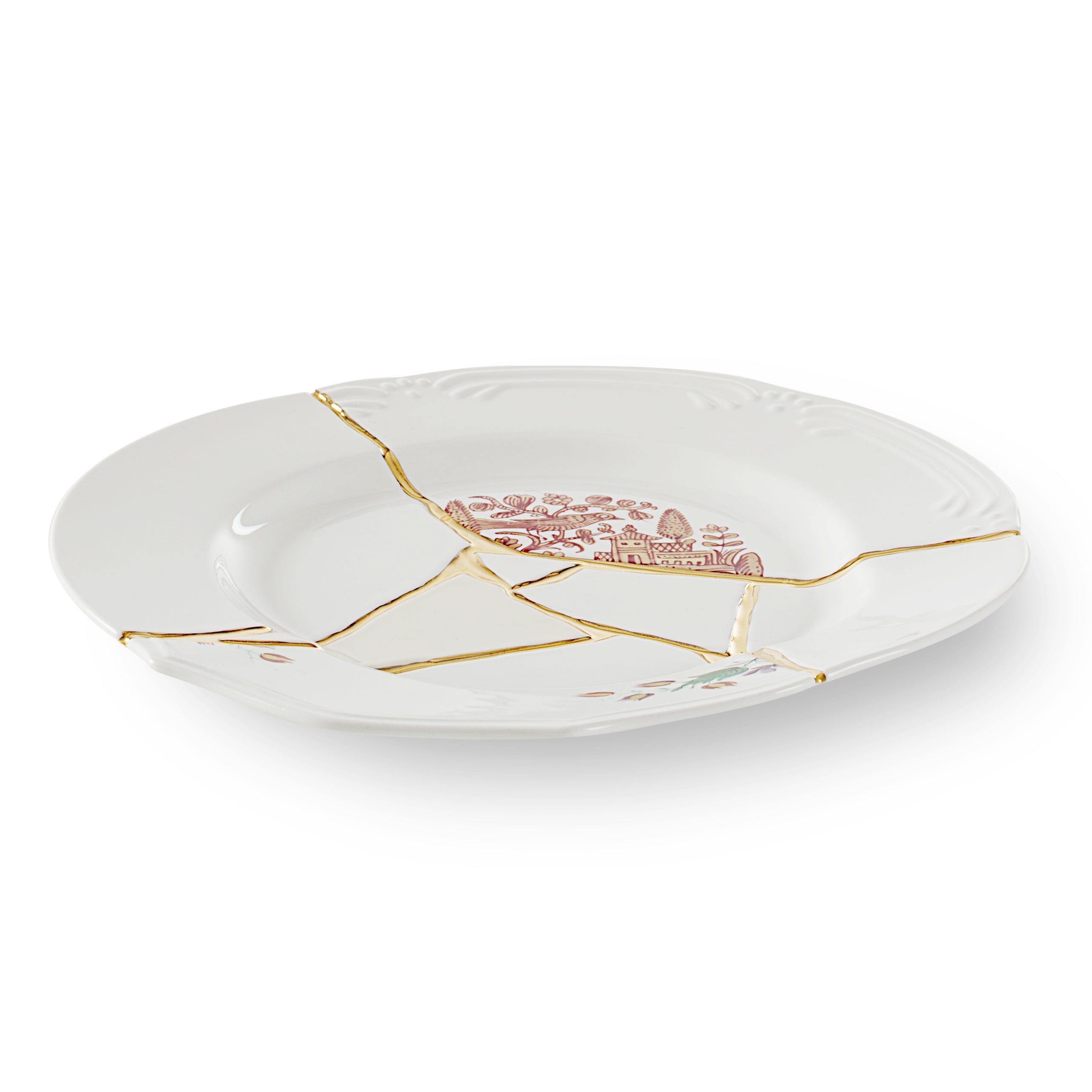PIATTO PIANO IN PORCELLANA Cm.27,5 h.3 "KINTSUGI-n'1"