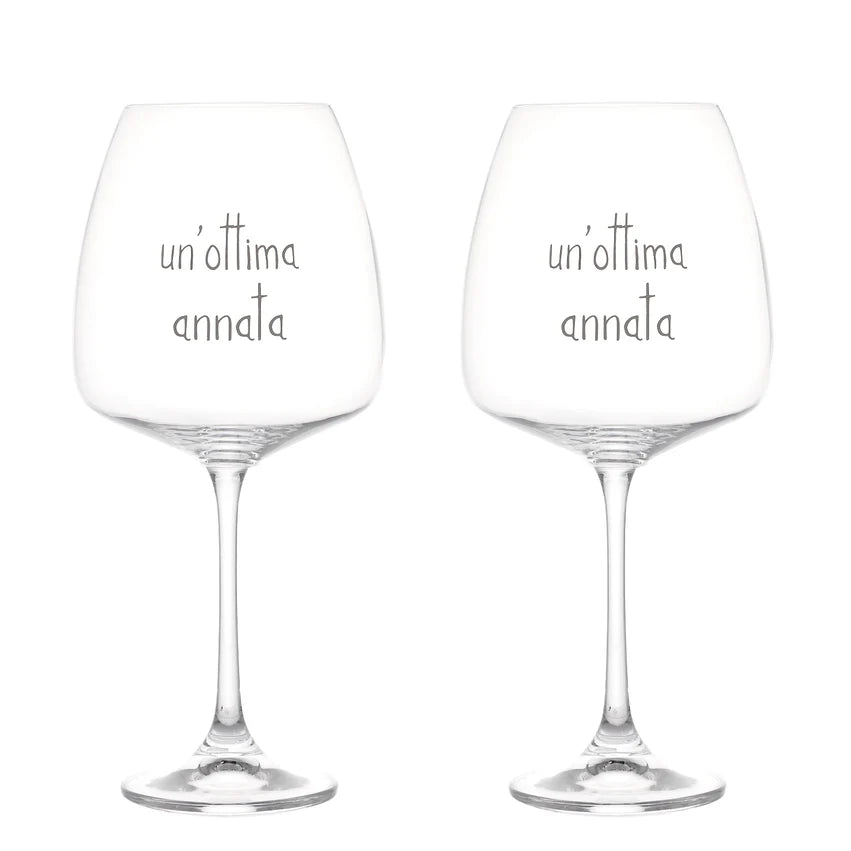 SIMPLE DAY - Set 2 Calici da Vino – Decoro "Un’ottima annata" 77 cl