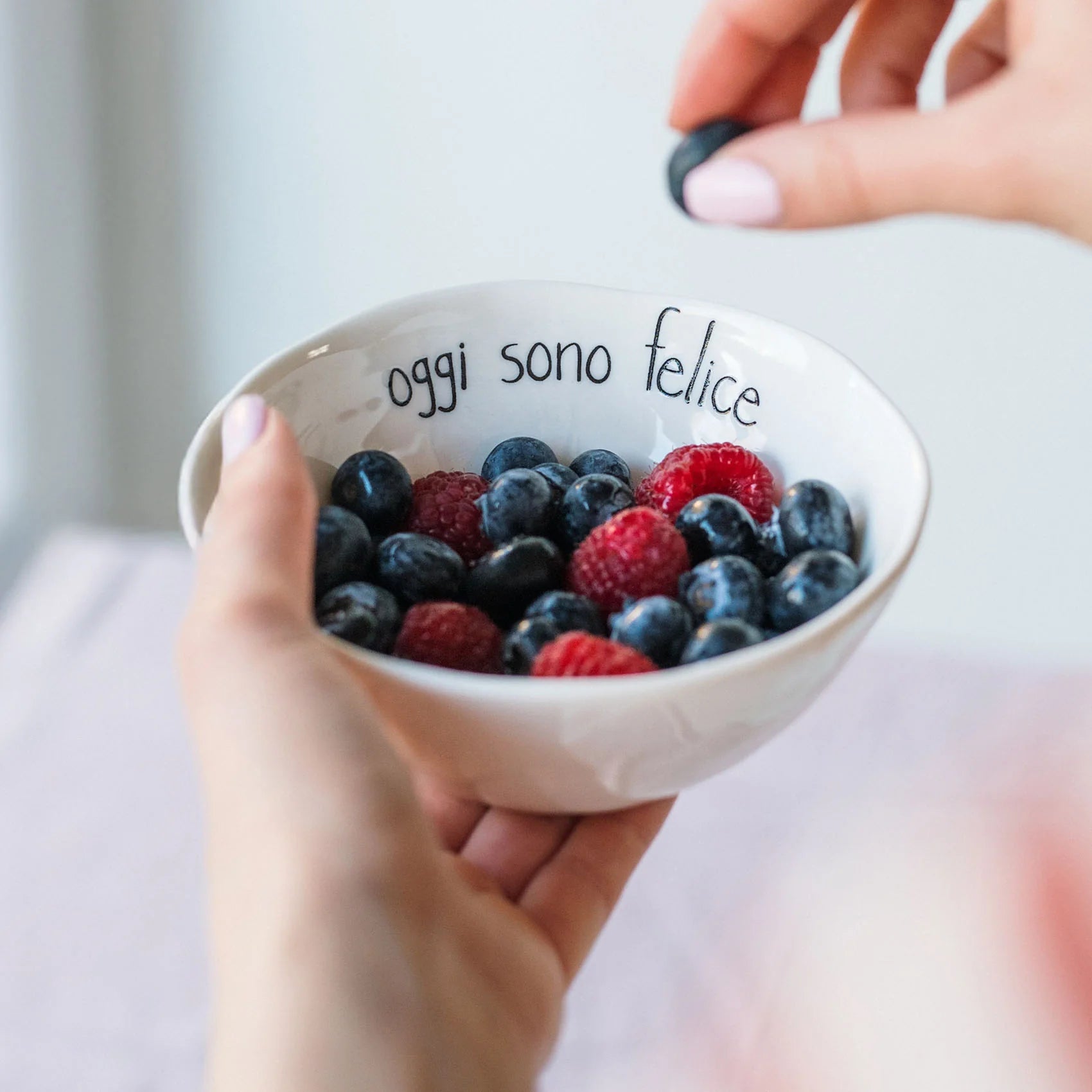 SIMPLE DAY - Set 2 Coppette in Gres – Decoro "Oggi sono felice"