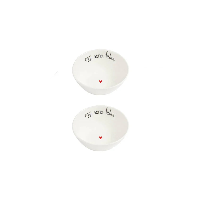 SIMPLE DAY - Set 2 Coppette in Gres – Decoro "Oggi sono felice"