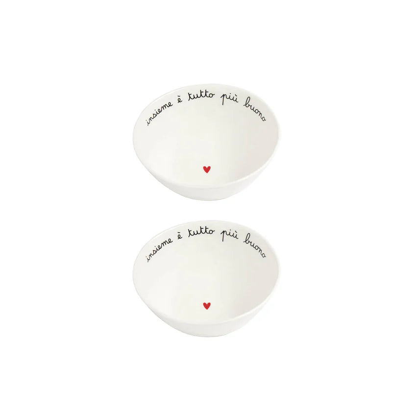 SIMPLE DAY - Set 2 Coppette in Gres – Decoro "Insieme è tutto più buono"